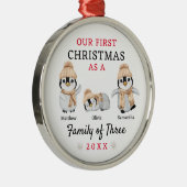 Penguins Familie der drei ersten Weihnachten Ornament Aus Metall (Rechts)