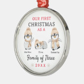 Penguins Familie der drei ersten Weihnachten Ornament Aus Metall (Links)