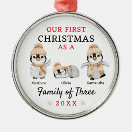 Penguins Familie der drei ersten Weihnachten Ornament Aus Metall