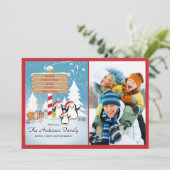 Penguins Familie von 3 Weihnachtskarten Einladung (Stehend Vorderseite)