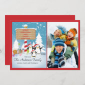 Penguins Familie von 3 Weihnachtskarten Einladung (Vorne/Hinten)