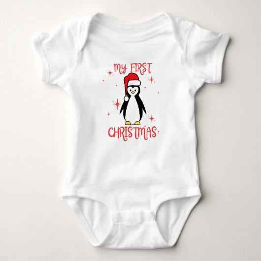 Penguins first Christmas Baby Strampler (Vorderseite)