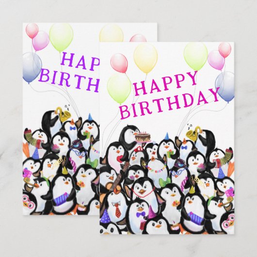 Penguins Geburtstagskarte (Vorne/Hinten)