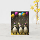 Penguins Geburtstagskarte mit Balloons Karte (Gelbe Blume)