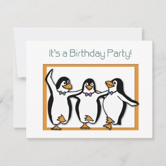 Penguins Geburtstagsparty Einladung (Vorderseite)