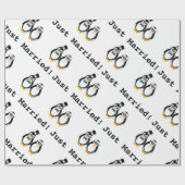 Penguins "gerade verheiratet!" LeinenPackpapier Geschenkpapier (Flach)
