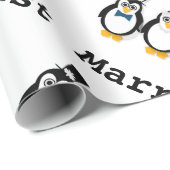 Penguins "gerade verheiratet!" LeinenPackpapier Geschenkpapier (Rolleneckpunkt)