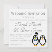 Penguins Hochzeitseinladung (individuell einstellb Einladung (Vorderseite)