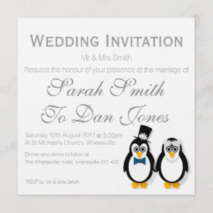 Penguins Hochzeitseinladung (individuell einstellb Einladung