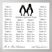 Penguins Hochzeitsessen - Sitzplan Poster (Vorne)