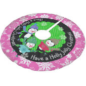Penguins Holly Jolly Christmas 2Holiday Tree Skirt Polyester Weihnachtsbaumdecke (Schrägansicht)