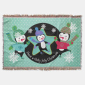 Penguins Holly Jolly Christmas Holiday Throw Decke (Vorderseite)