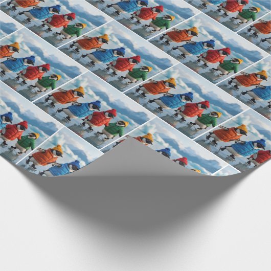 Penguins Ice Skating On an Arctic Lake Geschenkpapier (Ecke)