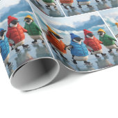 Penguins Ice Skating On an Arctic Lake Geschenkpapier (Rolleneckpunkt)