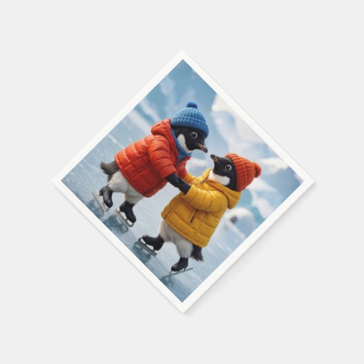 Penguins Ice Skating Serviette (Ecke)