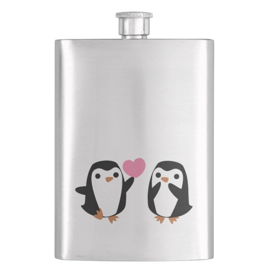 Penguins in der Liebe Flachmann (Vorderseite)