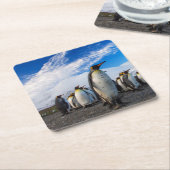 Penguins Marching Blue Sky Rechteckiger Pappuntersetzer (angewinkelt)