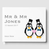 Penguins Mr. & Mr. Wedding Guest Book (individuell Gästebuch (Vorderseite)