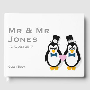 Penguins Mr. & Mr. Wedding Guest Book (individuell Gästebuch