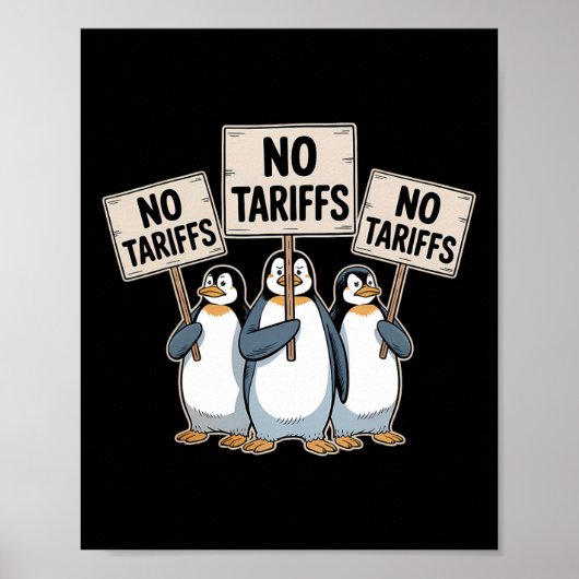 Penguins Protest Against Trump Tariffs Funny Pengu Poster (Vorne)