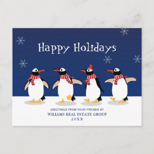 Penguins Red Scarf Weihnachten Firmengrüßen Po Postkarte