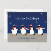 Penguins Red Scarf Weihnachtsgrüße Postkarte (Vorne/Hinten)