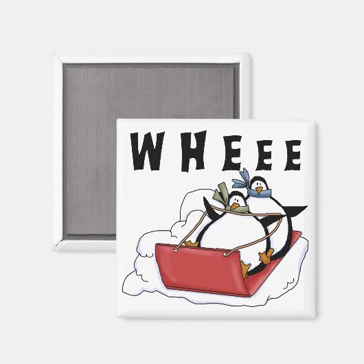 Penguins Rodeln Tshirts und Geschenke Magnet (Vorderseite/Rückseite)