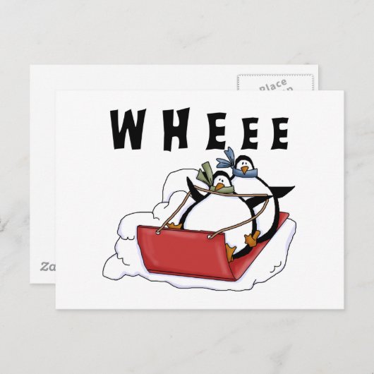 Penguins Rodeln Tshirts und Geschenke Postkarte (Vorne/Hinten)