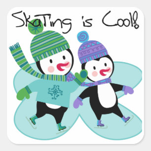 Penguins-Skaten ist cool Quadratischer Aufkleber