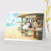 Penguin's Strandbar Karte (Gelbe Blume)