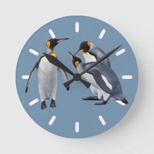Penguins Trio Clock 2 Runde Wanduhr