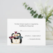 Penguins Wedding Response Card RSVP Karte (Stehend Vorderseite)
