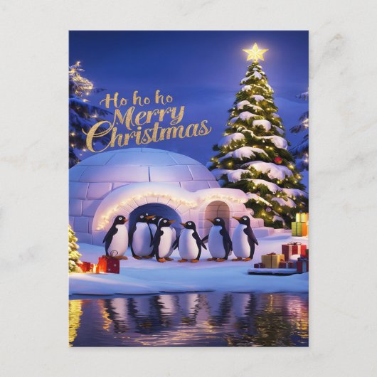 Penguins Weihnachtsfeier Postkarte (Vorderseite)