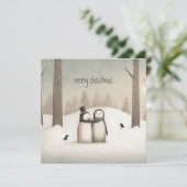 Penguins Weihnachtsfeiertag Karte (Stehend Vorderseite)