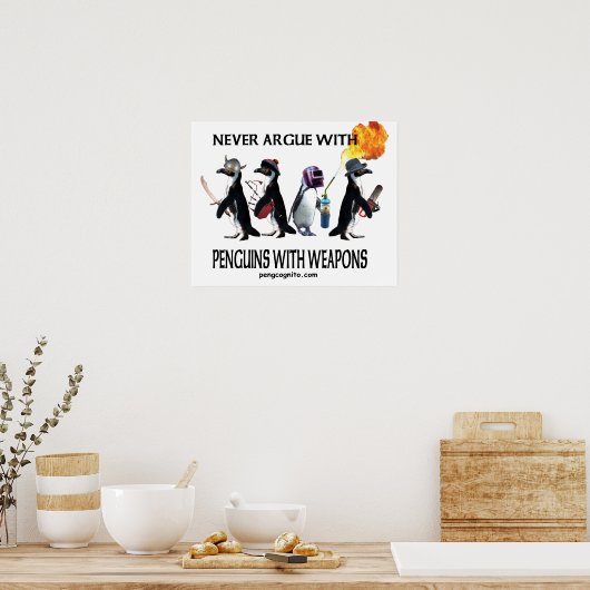 penguins with weapons poster (Küche)