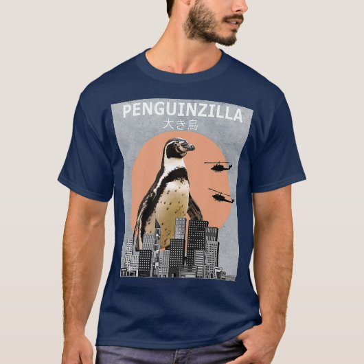 Penguinzilla Penguin Bird  Funny Gift T-Shirt (Vorderseite)