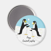 Pengy Pinguin, Snowballjonglieren Magnet (Vorderseite/Rückseite)