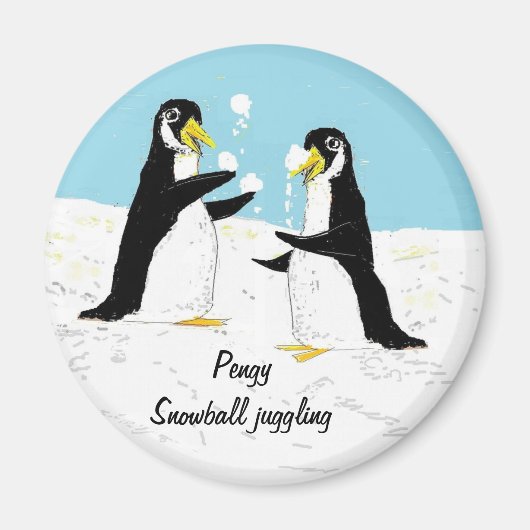 Pengy Pinguin, Snowballjonglieren Magnet (Vorne)