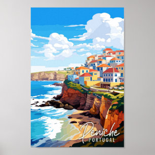 Peniche Portugal Vintage Reise Illustration Poster