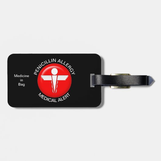 Penicillin Allergy Medical Alert Luggage Tag Gepäckanhänger (Rückseite horizontal)