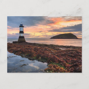 Penmon Lighthouse Sunrise Puffsinsel Postkarte