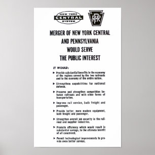 Penn Central Railroad Merger 1968 Poster