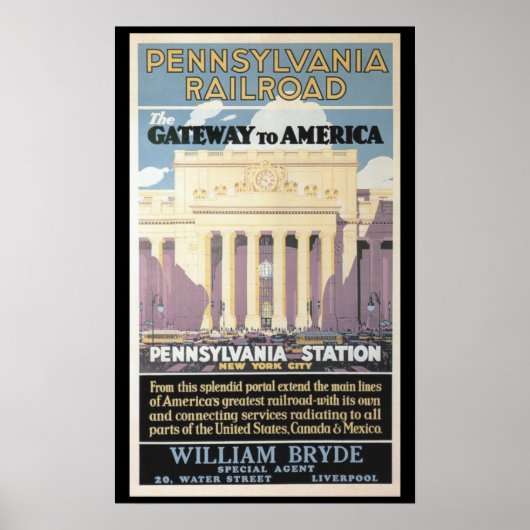 Penn Station, Gateway to America 1929 Poster Print (Vorne)