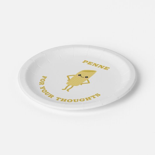 Penne für Ihre Gedanken Pappteller (Schrägansicht)