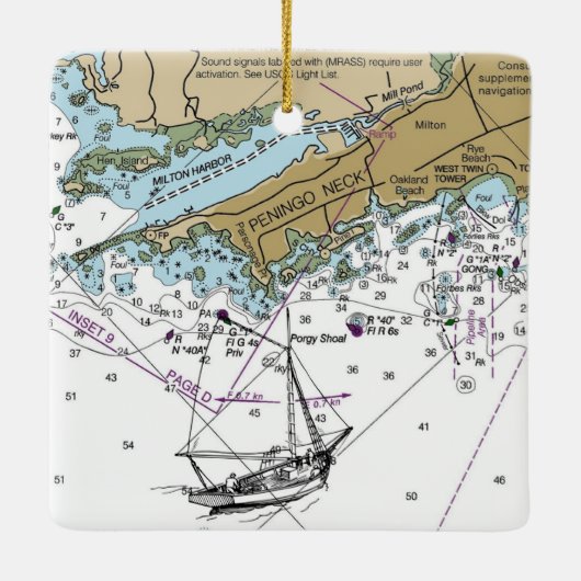 Pennigo Neck NY Nautical Chart Christmas Keramikornament (Rückseite)