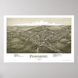 Pennsboro, WV panoramische Karte - 1899 Poster