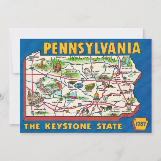 Pennsylvania 11x14 Map Jigsaw Puzzle Dankeskarte (Vorderseite)