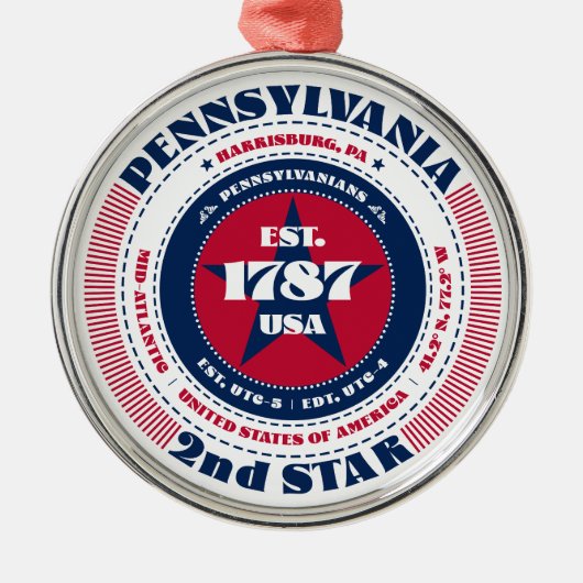 Pennsylvania 2. Staat Ornament Aus Metall (Vorne)