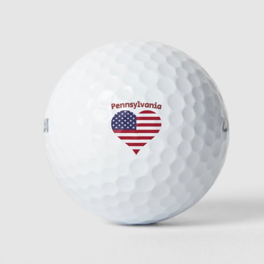 Pennsylvania American Flag Heart Golfball (Vorderseite)