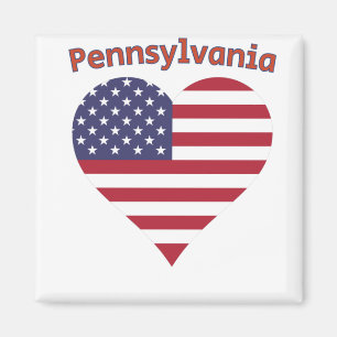 Pennsylvania American Flag Heart Magnet
